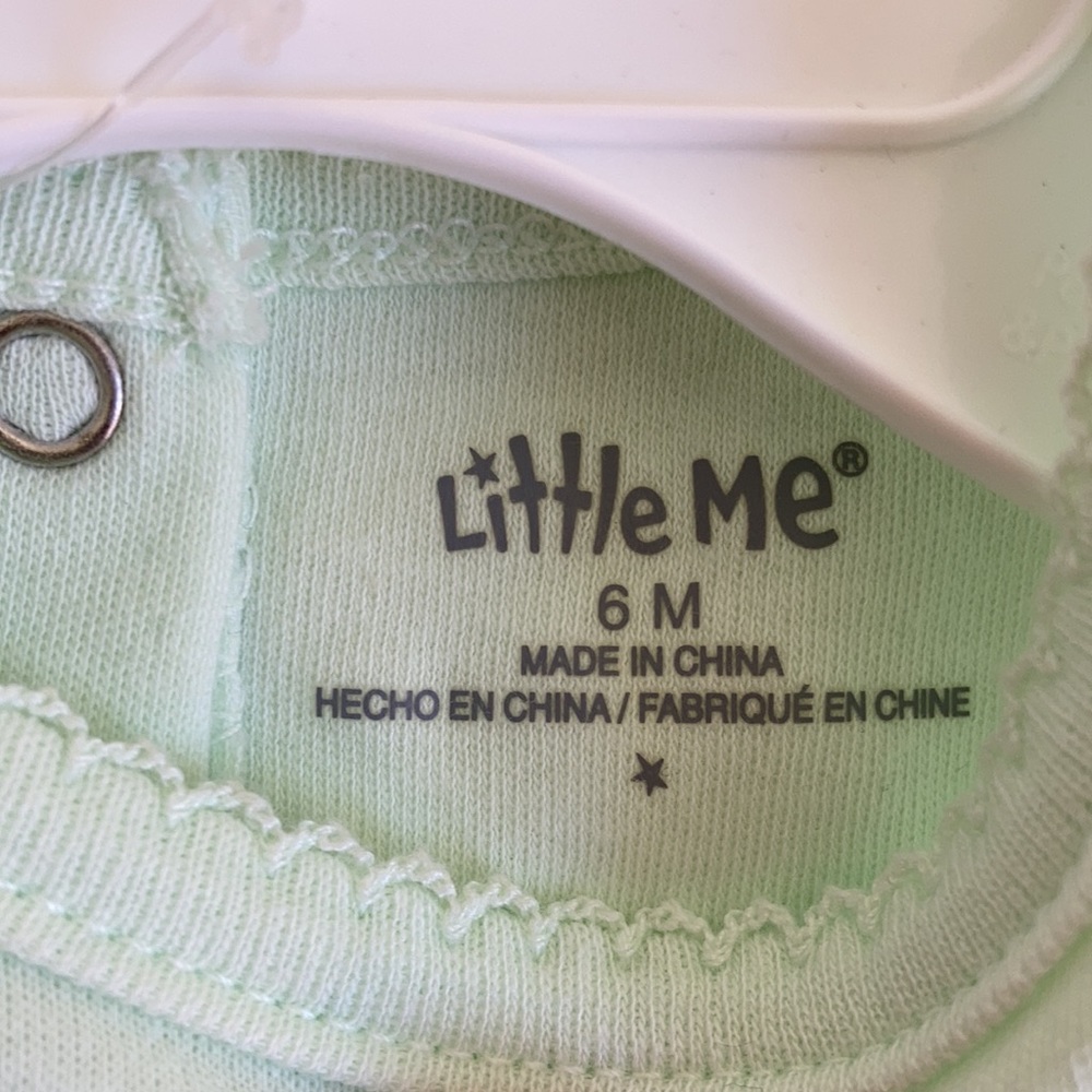 Little Me Green and Pink Polka Dot Romper - Picture 2 of 5